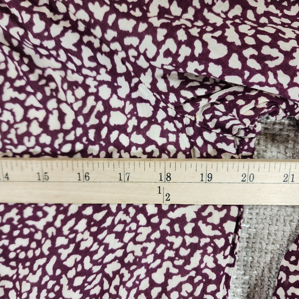 Gap Boho Tiered Cotton Gauze Dress Womens MT Tall Purple Cream Splotch Tie Neck - Picture 5 of 12